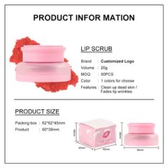 Factory Wholesale Moisturizer Lip Scrub for Lips Use Lip MOQ 50PCS Form Cream Volume 20g Weight 47.3G Features Herbal Ingredient - Image 6