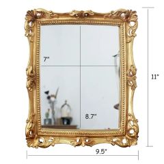 Vintage Decorative Square Antique Gold Wall Mounted Tabletop Makeup Resin Mirror Frame - Image 6