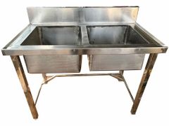 Stainless Steel Two Bowl Kitchen Sink Color Silver Shape Rectangular Material Grade SS302 Type Double Bowl Sink Finish Type Paint - Image 1