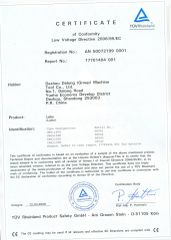 CW61100D CW62100D CW61125D CW62125D CE CERTIFICATE-LOW VOLTAGE DIRECTIVE certificate from DEZHOU PRECION MACHINE TOOL CO., LTD.