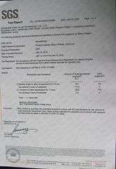 SILICONE MATERIAL TEST certificate from Tianjin Huayu Technology & Trade Co., Ltd