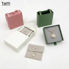 Portable Gift Box Jewelry Packaging Drawer Box with Ribbon Handle - Image 5