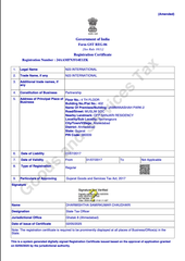 INDIAN TAX REGISTRATOIN certificate of N23 International – certificate photo, supplier certificates section