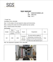 Hand Winch test report certificate from Ningbo Langyan International Trade Co., Ltd.