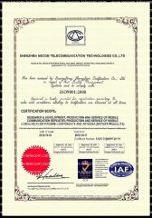 ISO9001 2008 Certifaction certificate from Shenzhen Necom Telecommunication Technologies Co., Ltd.