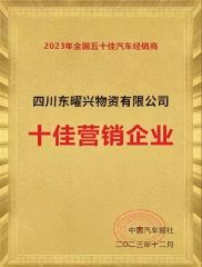 Top 10 Marketing Company certificate from Sichuan Dongyaoxing Materials Co., Ltd