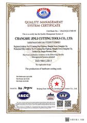 ISO9001 certificate from Suzhou Jin Li Cutting Tools Co.,Ltd