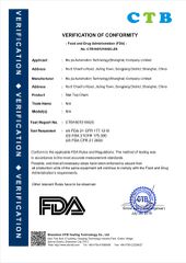 FDA for Slat Top Chain certificate from Mujia Automation Technology (Shanghai) Company Limited