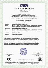 ROHS certificate of Digital caliper certificate from Shenzhen Pride Instrument Inc.
