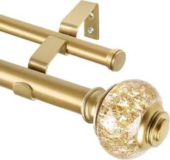 Decorative Finials Double Curtain Rods Adjustable Telescopic Window Rods - Image 6