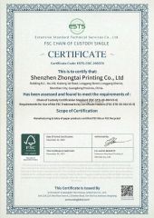 FSC certificate from Shenzhen Zhongtai Printing Co., Ltd.