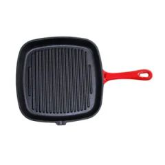 Non-Stick Red Color Frypan Hot Sell Square Cast Iron Griddle for Beef Steak - Image 1