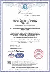 ISO certificate certificate from Hunan Lang Le Technology Co., Ltd.