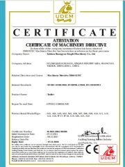 CE certificate from TAIZHOU HUANGYAN TENGFEI MACHINERY CO., LTD.