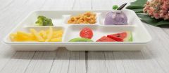 Hot Sale Rectangle 5-Compartment Plates Sugarcane Bagasse Food Tray - Image 3