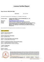 License Verified Report certificate from QINDING MACHINERY TOOLS (SHANDONG) CO., LTD.