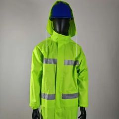 Long Reflective Raincoat Unisex L-5XL 100% Polyester Zipper V-Neck 15D 1Y MOQ100 - Henan Kaiwei Protective Equipment Co., Ltd.