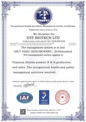 45001 certificate of GYF BIOTECH LTD. – certificate photo, supplier certificates section