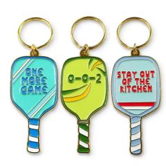 Custom Logo Padel Pickleball Keychain Cute Geometry 2.0mm Chrome Eco 1Y MOQ100 - Image 2
