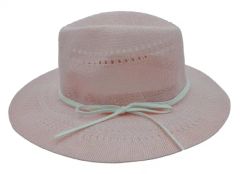 Pink Polyester Ladies Fedora Summer Hat Color Pink Trademark HY Size 56-60cm Origin China Brim With Brim Gender Women's Crown With - Nanjing Hengyuan Apparel Co., Ltd.