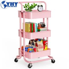 3-Tier Utility Cart Storage Rolling Cart with Casters - Image 3