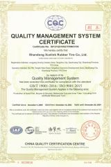 ISO9001 certificate of SHANDONG XCELINK RUBBER TIRE CO., LTD. – certificate photo, supplier certificates section