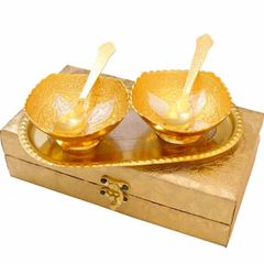 Two Tone Twin Bowl Set Usage Decoration Color Gold, Two Tone Material German Silver Aesthetic Style Antique Design Feature Uniquely - Image 1
