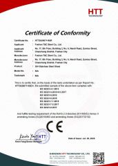 RoHS certificate from Foshan T&C Steel Co., Ltd.