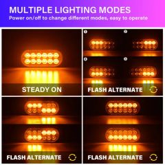 Double Row 12 LED Amber Emergency Lights - Front Grille Quick-Install - Rapid Flash, Magnetic Fit for Vans - Image 2