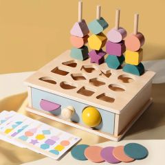 Wood Drawer Shape Matching Box DIY Educational Math Toys Scale Medium Origin China Style Chinese Color as Photo Trademark - Image 2