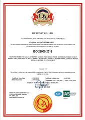 ISO22000 certificate from ILU HONEY CO.,LTD
