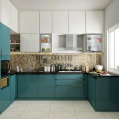 Pvc Modular Kitchen Material Wooden Appearance Modern Mount Type Tall Unit Kitchen Design Galley Door Finishing - Image 1