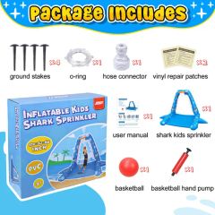 Inflatable Shark Water Toys Splash Pad with Basketball Hoop - Image 5