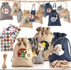 Xtmas Decorations Christmas Advent Calendar Bags for Filling Fabric Linen Bags - Yiwu Youjing Import and Export Co., Ltd