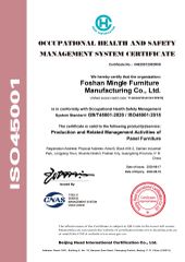 ISO45001 certificate from Foshan Mingle Furniture Co., Ltd.
