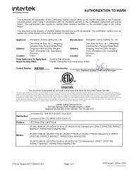 ETL Certificate certificate from Zhongshan Jurong Lighting company limited