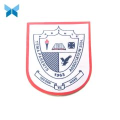 Bordure Red Border Woven Badge Accessory for Garments MOQ 1000PCS Supply Large Size Customized HS Code 5807100020 Type Self - Image 1