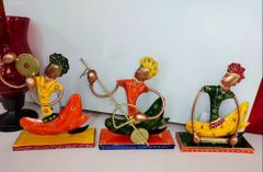 Wrought Iron Handicrafts 3 Rajasthani Sitting Musicians Showpiece for Home Decor - Marmoris Ecom Private Limited