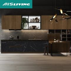 Kenya Futuristic Modern Designs Price Outdoor Multilayer Invisible Black Modular Melamine Aluminum Kitchen Cabinets with Glass - AIS SMARTI LLC