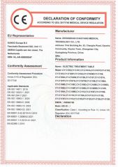DOC--ELECTRIC TREATMENT TABLE certificate from Zhongshan Chaoyang Medical Technology Co., Ltd.