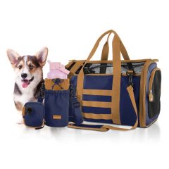 Durable Nylon PU & Polyester Lining Customized Foldable Portable Pet Carrier - Image 2