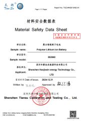 MSDS certificate from Shenzhen Hanyu International Trade Co., Ltd.