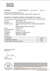 SGS CERTIFICATE certificate from NINGBO HAISHU JUDIN PACKING PRODUCTS CO., LTD.