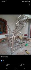 Silver Stainless Steel Round Stair Railing Modern No Color Silver Position Balcony Material Grade SS 304 Usage/Application - Image 4