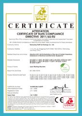 Laser Machine CE-ROHS certificate of Shenyang Faith Technology Co., Ltd. – certificate photo, supplier certificates section