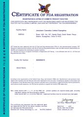 FDA certificate from Letscharm Cosmetics Limited Guangzhou
