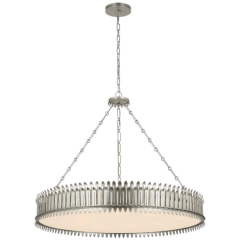 Large Round Hanging Lamp Low Ceilings Modern Glass Brass Chandelier Pendant Light - Image 5
