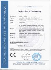 CE Certificaiton certificate from Changzhou Eagle International Trade Corp.