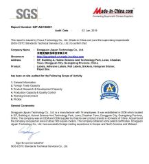 SGS Audit certificate from Dongguan Jiguan Technology Co., Ltd.