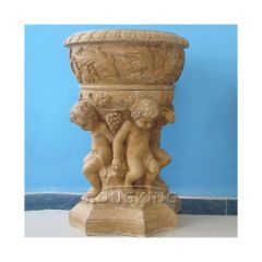 Contracted Outdoor Garden Decor Flowerpot Marble Statue for Sale - Image 3